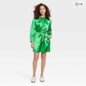 A New Day Vibrant Green Satin Dress NWT, XL
